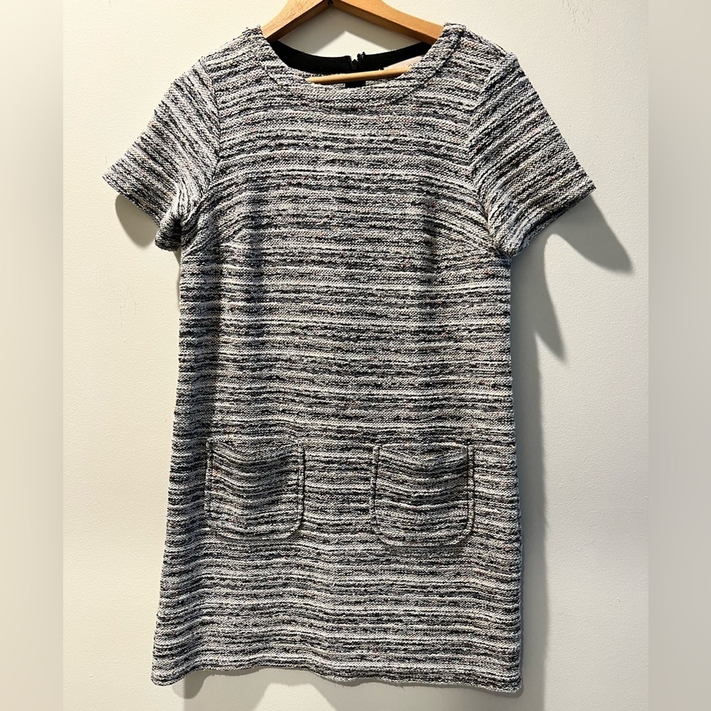 Ann Taylor LOFT Short Sleeve Tweed Pastel Multicolor Shift Dress  S Petite